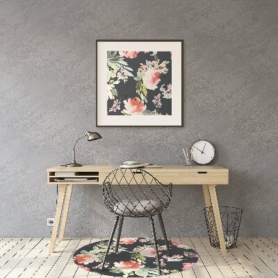 Podložka pod kolečkovou židli malované květiny