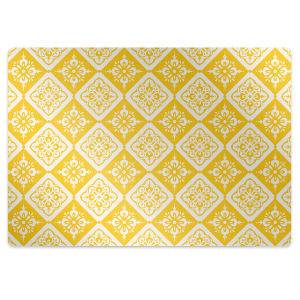 Ochranná podložka pod židli Žlutý a bílý vzor