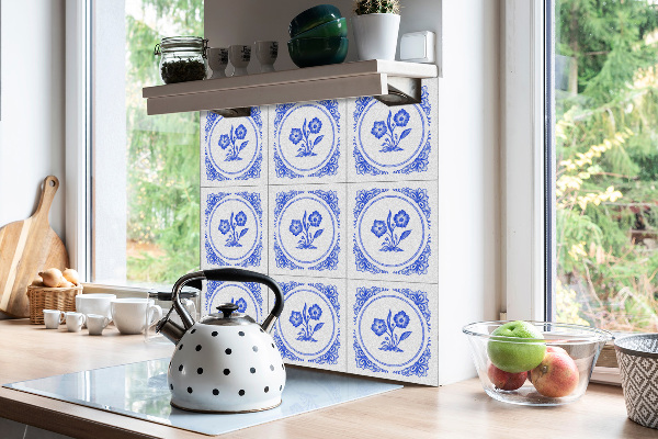 Samolepící vinylové čtverce Květ azulejos