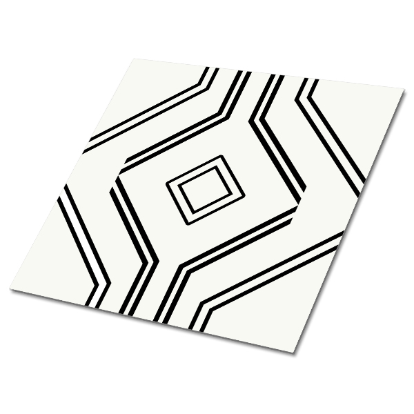 Samolepící vinylové čtverce Geometrické černé čáry