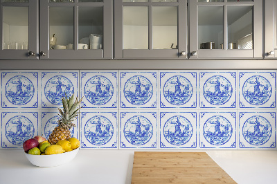 Vinylové obklady dlaždice Větrný mlýn ve stylu azulejos